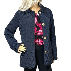 Michael Michael Kors Women's Quilted Long-Sleeve Navy Blue Jacket Coat Small